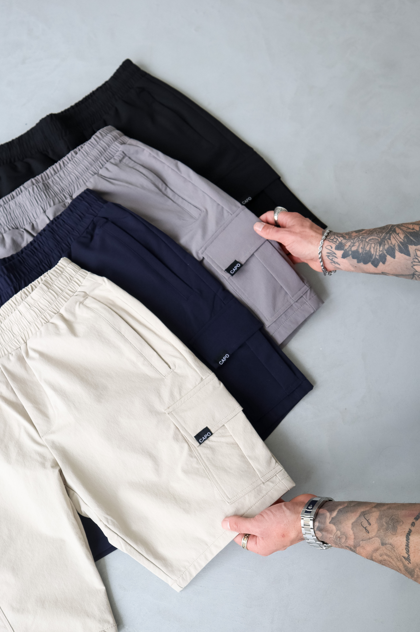 CAPO Utility Cargo Stone Shorts
